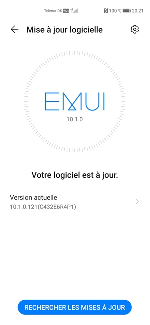 Si votre téléphone est à jour, vous verrez l'écran suivant