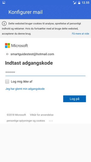 Indtast din adgangskode og vælg Log på