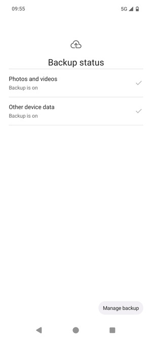 Select Manage backup