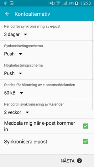 Välj NÄSTA