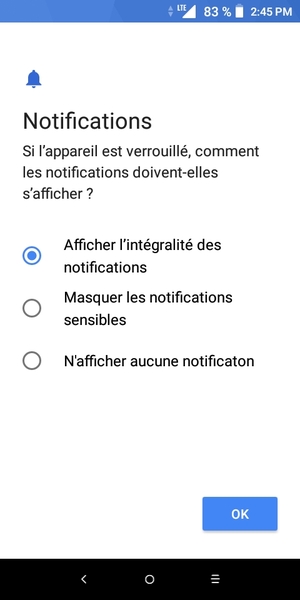 Sélectionnez votre option préférée et sélectionnez OK