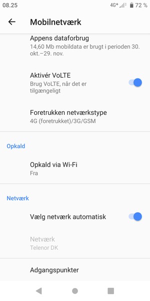 Slå Vælg netværk automatisk fra