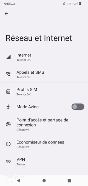 Sélectionnez Profils SIM