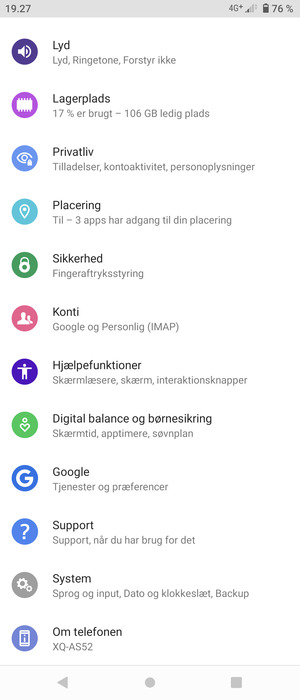 Scroll til og vælg Konti