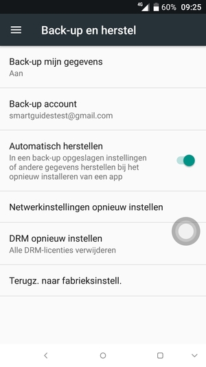 Selecteer Back-up account