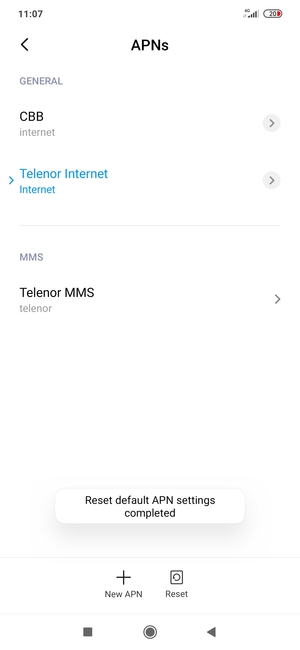 Your phone will reset to default Internet and MMS settings