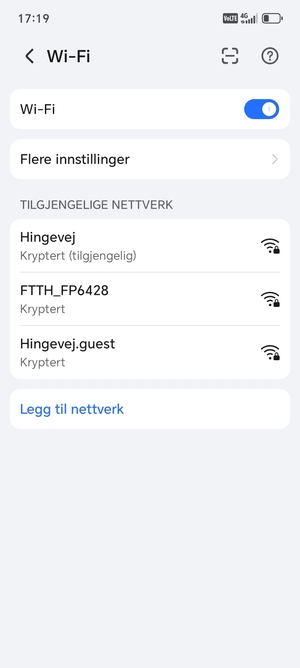 Velg det trådløse nettverket du vil koble til