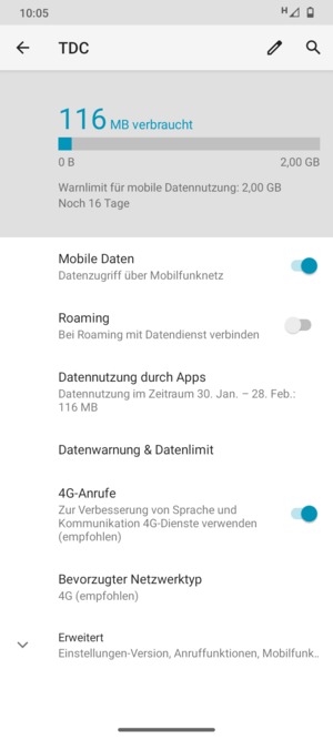 Wählen Sie Erweitert