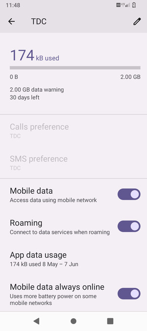 Turn Roaming on or off