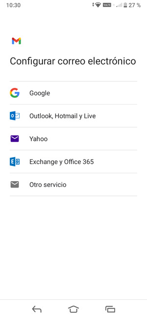 Seleccione Exchange y Office 365