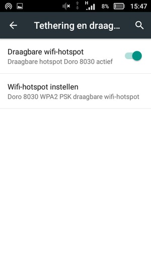 Uw telefoon is nu geïnstalleerd voor gebruik als modem