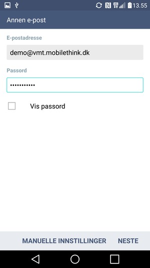 Skriv inn e-postadresse og passord. Velg NESTE