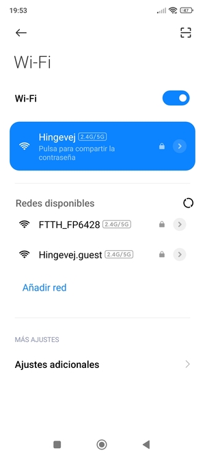 Ahora está conectado a la red Wi-Fi