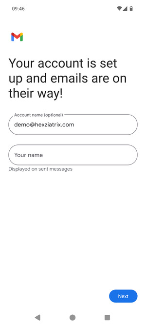 Give your account a name and enter your name. Select Next