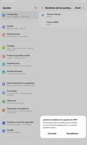 Seleccione Restablecer
