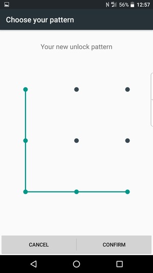Draw the unlock pattern again and select CONFIRM