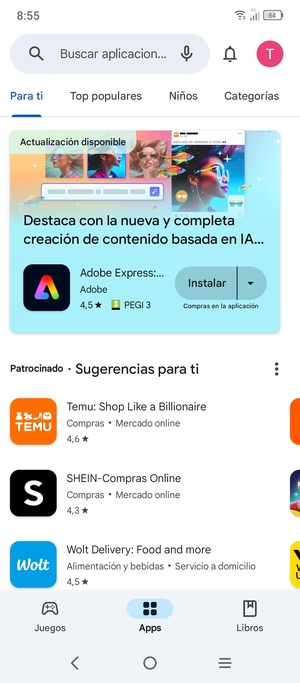 Seleccione la barra de Búsqueda