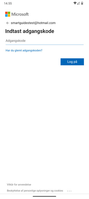 Indtast din adgangskode og vælg Log på