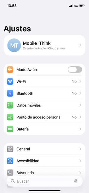 Seleccione Datos móviles