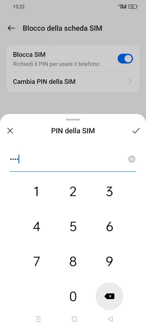 Inserisci PIN attuale per questa scheda SIM e seleziona OK