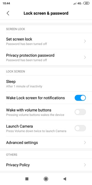 Select Set screen lock