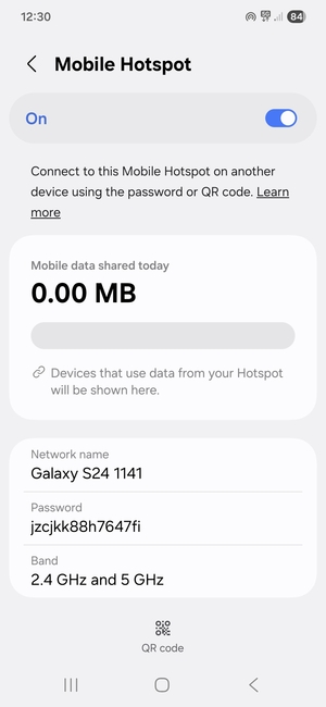 Your phone is now set up for use as a modem