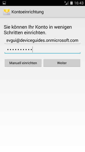 Geben Sie Ihre E-Mail-Adresse und Ihr Passwort ein. Wählen Sie Manuell einrichten
