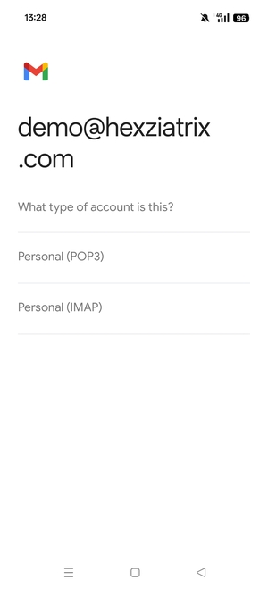Select Personal (POP3) or Personal (IMAP)
