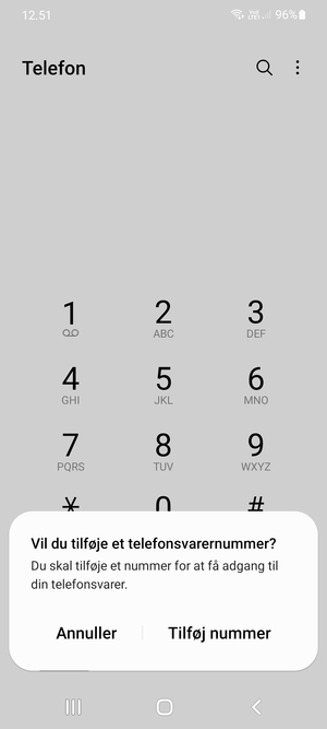 Hvis din telefonsvarer ikke er sat op, vælg Tilføj nummer