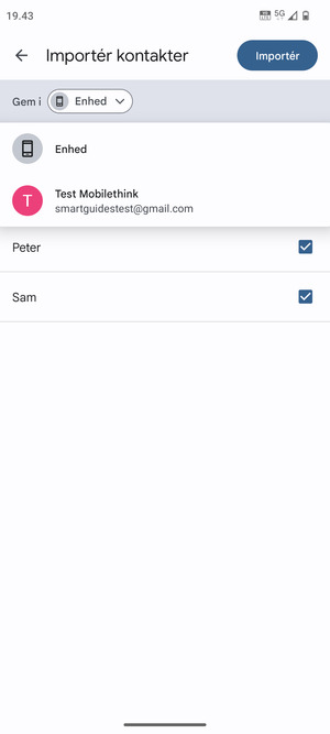 Vælg din Googe konto
