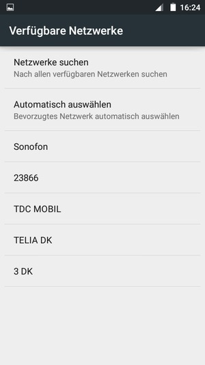 Wählen Sie einen Netzbetreiber von der Liste