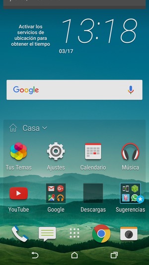 Deslice hacia abajo el menú superior