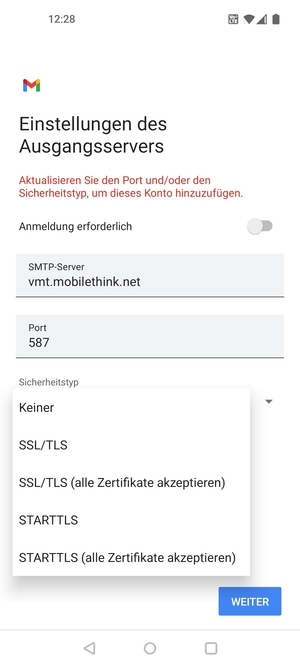 Wählen Sie Keiner und WEITER