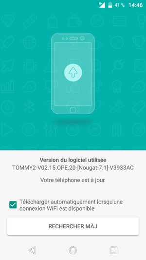 Si votre téléphone est à jour, vous verrez l'écran suivant