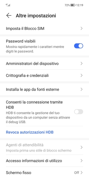 Seleziona Imposta il Blocco SIM