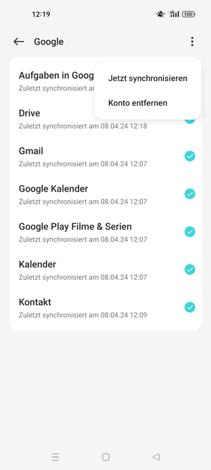 Wählen Sie Jetzt synchronisieren