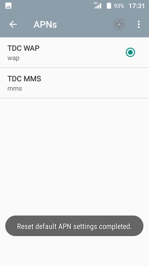 Your phone will reset to default Internet and MMS settings