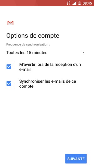 Sélectionnez SUIVANTE