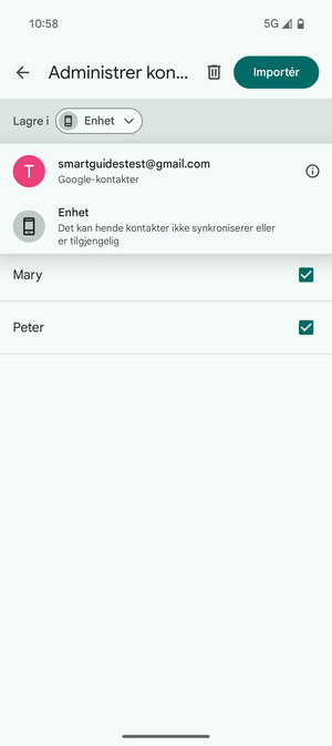 Velg din Google-konto
