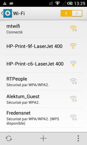 Vous êtes maintenant connecté au réseau Wi-Fi