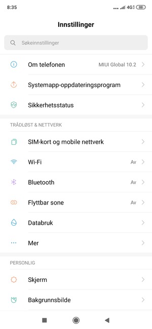 Velg SIM-kort og mobile nettverk