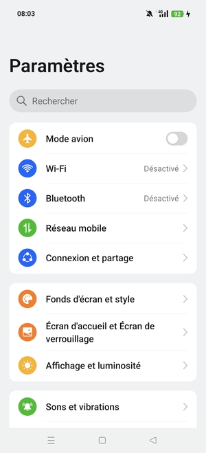 Sélectionnez Réseau mobile