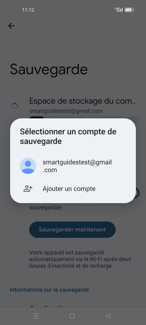 Sélectionnez votre compte de sauvegarde