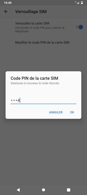 Veuillez confirmer votre nouveau code PIN de la carte SIM et sélectionner OK