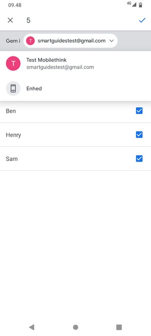 Vælg din Google konto