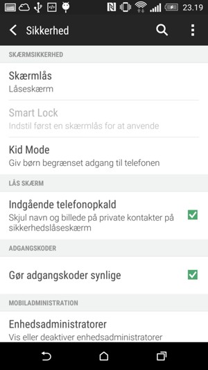 Vælg Skærmlås
