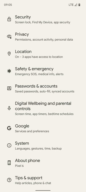 Scroll to and select System