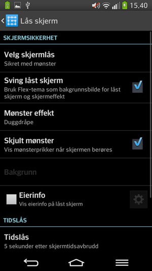 Velg Velg skjermlås