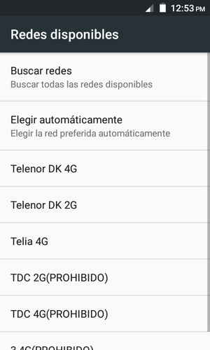 Seleccione un operador de red de la lista