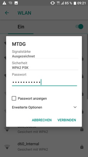 Geben Sie das WLAN-Passwort ein und wählen Sie VERBINDEN